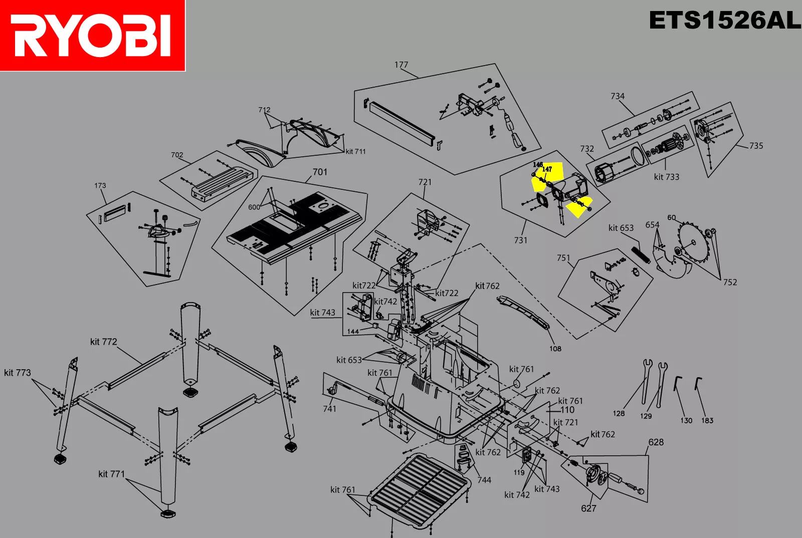 jeu de balais charbon réf. 5131004196 Ryobi